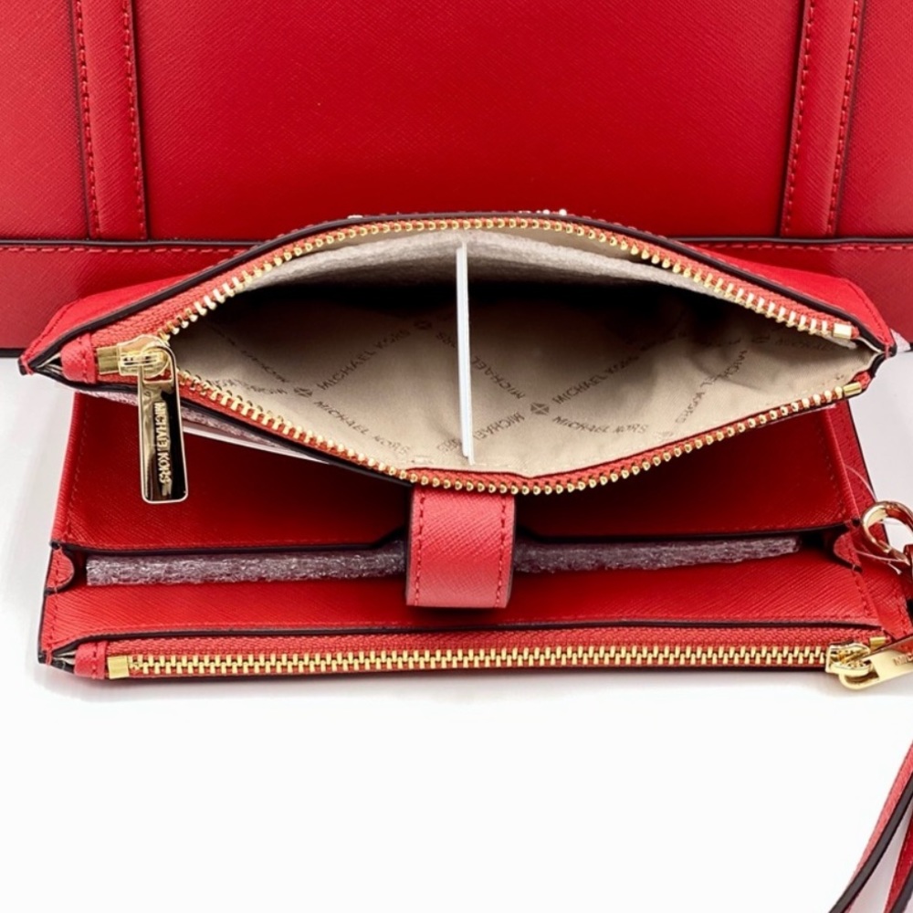 Michael Kors Large Chain Shoulder Bag and Wallet Set Red - Picture 6 of 10